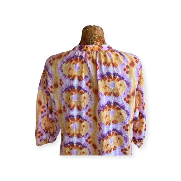 ELIE Elie Tahari orange purple top button front small - Picture 5 of 10